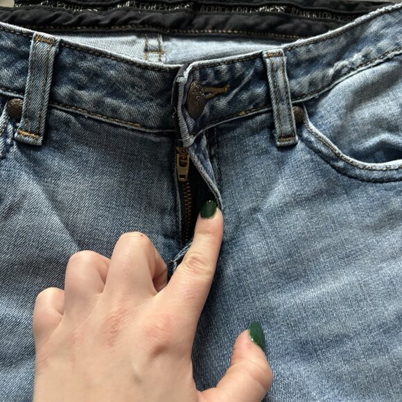 Rerock For Express Jeans Womens 8S Blue Denim Cotton Low Rise Boot Cut VTG Y2K - Picture 8 of 15